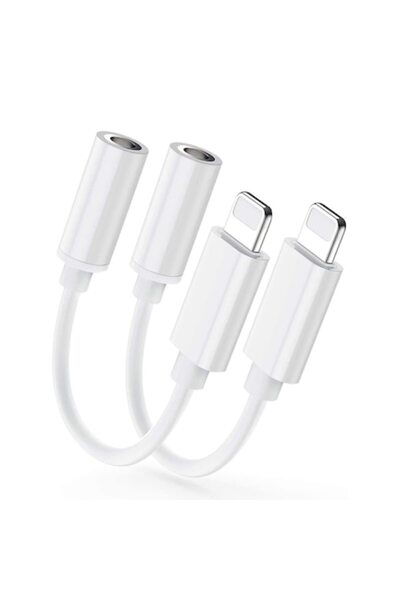 OEM Σετ 2 προσαρμογέων ακουστικών, υποδοχή ήχου 3,5 mm, συμβατό με Apple, λευκό