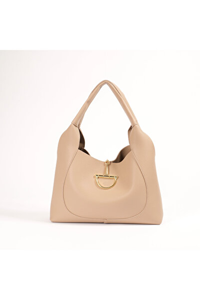 ABBRA Women's Lock Buckle Vegan Leather Large Bag Without Lining