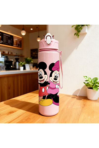 Choice1 Pink 3D Printed Disney Mickey & Minnie Mouse 750ML Water Bottle - Cut...