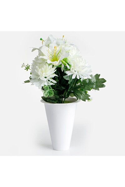 OEM Monument Arrangement with Vase & White Flowers 33cm