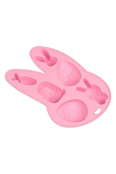 OEM Pink Bunny Egg Silicone Baking Mold 6 Compartments - 13x21cm