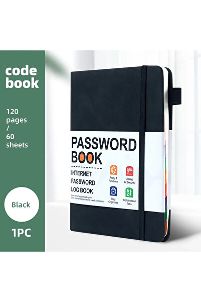 Choice3 دفتر حفظ كلمات المرور الأسود، منظم كلمات مرور الكمبيوتر، مزود بعلامات...