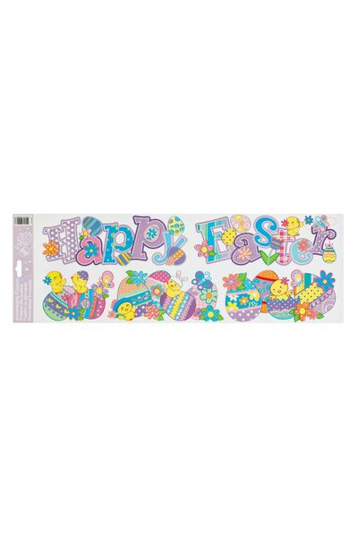 OEM Autocolant Decorativ de Geam Oua Pui "Happy Easter" Glitter 20x60cm