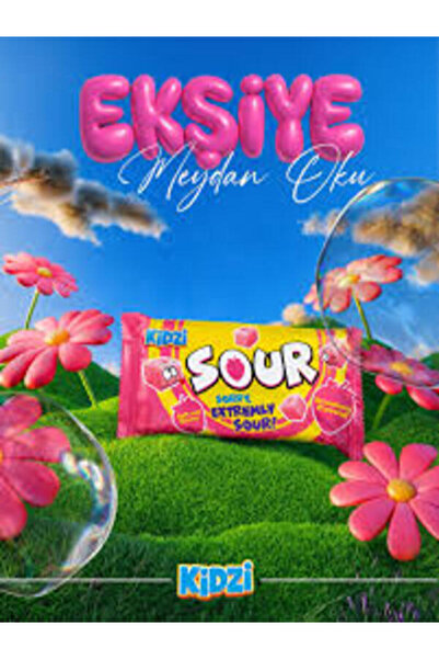 KİDZİ SOUR Çilek Aromalı Ekşi Yumuşak Şeker 20 gr*24