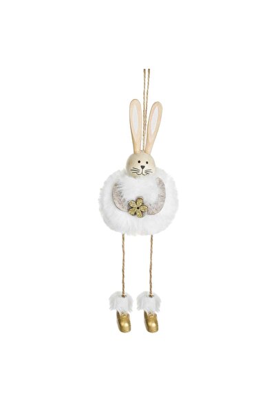 OEM Iepure Decorativ de Paste Suspendabil din Lemn cu Blana Artificiala Alba ...