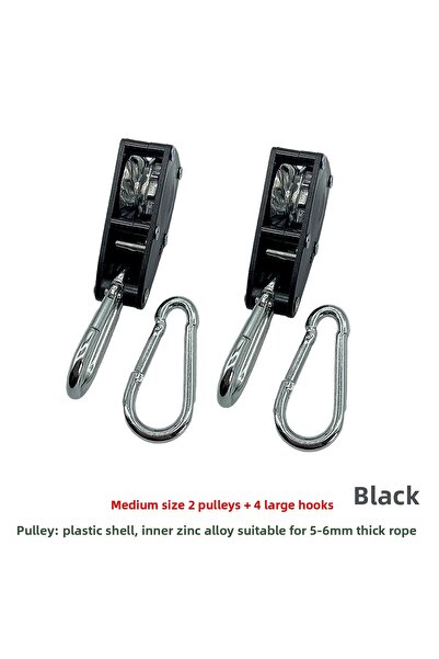 Choice black 2pulley 4hook 2 Sets for 5-6mm Rope Tie Down Ratchet Pulley Buck...