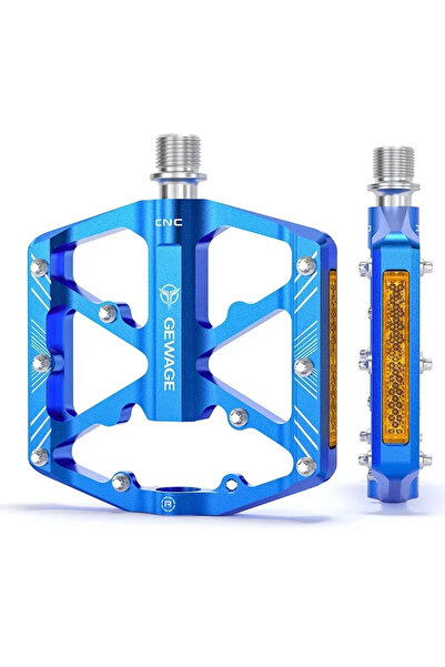 Choice3 Blue GEWAGE CNC Aluminum Alloy Bicycle Pedals Reflectors MTB Road Bik...