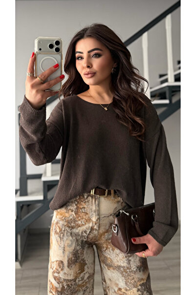 Oslove Bitter Brown Boat Neck Mercerized: Blouse