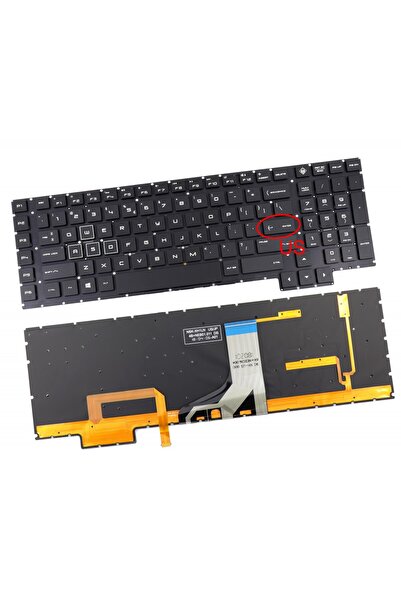 HP Черна клавиатура с бяла подсветка, Omen 17-AN, осветена американска подред...