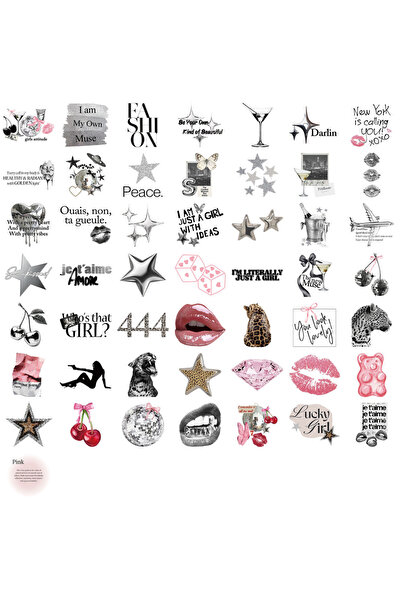 Choice 50 قطعة من ملصقات سلسلة "فتاة الحظ" الفضية العتيقة، مصنوعة من مادة PVC...
