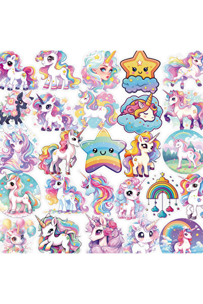 Choice AX2-112PCS 56/112PCS Cute Unicorn Transparent PET Stickers Dreamy Fair...