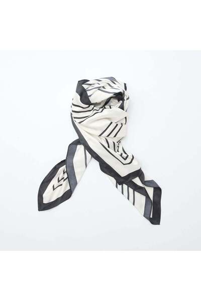 KIABI وشاح ساتان مطبوع أبيض