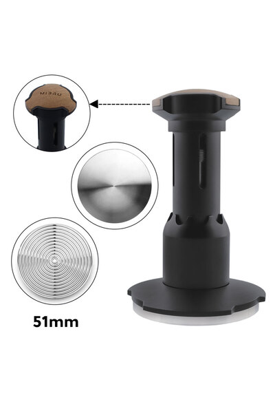 MIBRU مكبس قهوة إسبريسو 51 مم - مكبس قهوة احترافي للباريستا، مصنوع من الفولاذ...