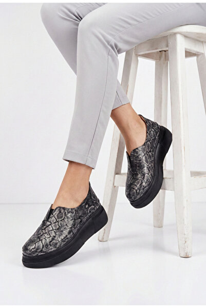 Dasha Women's black shoes with a Printed made of genuine Leather with a high ...