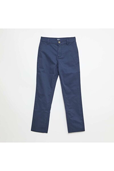 KIABI Plain Slim Fit 5-Pocket Chinos BLUE