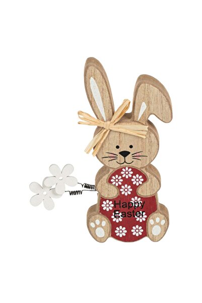 OEM Decoratiune din Lemn de Masa Figurina Iepure Ou 6x2x14cm