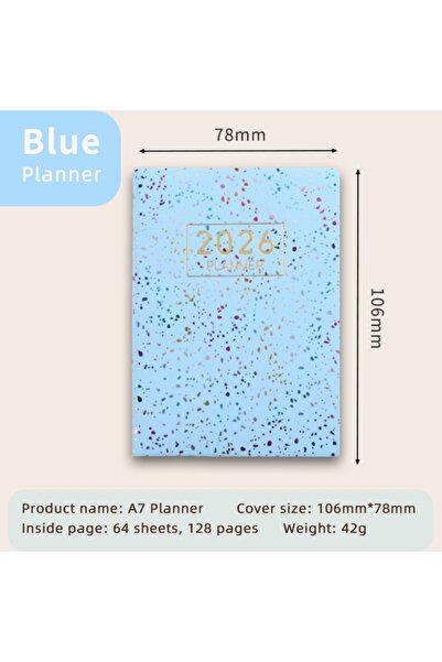 choice2 Colorful Blue High Quality A7 2026 Agenda Book Pket with Calendar Dia...