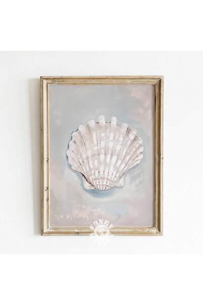 NinaStore Deniz Kabuğu Sanat Baskısı/ Soyut Sahil Duvar Sanatı Baskısı/ Nötr ...