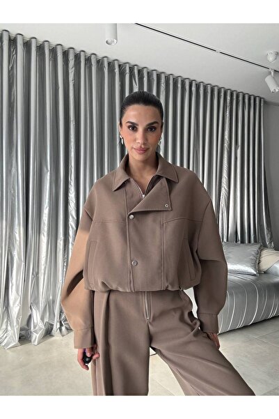 D'RECCY Premium Design Zipper Detailed Trousers-Bomber Jacket 2-Piece Set