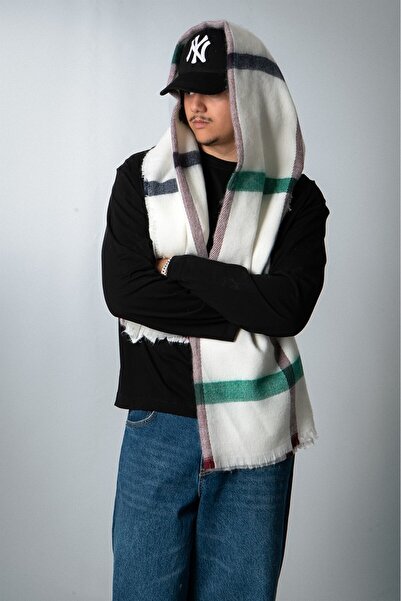 Super Rare Cutline Checkered Ecru Men's Scarf