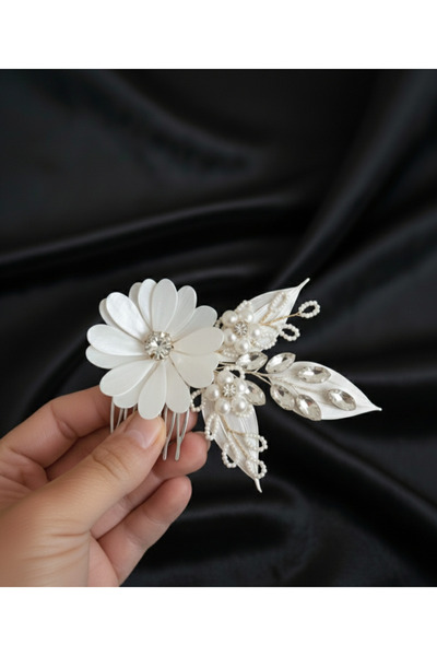 Mirnova Flower Model White Bridal Comb Hairpin-Comb Hairpin-Hair Accessory (1...