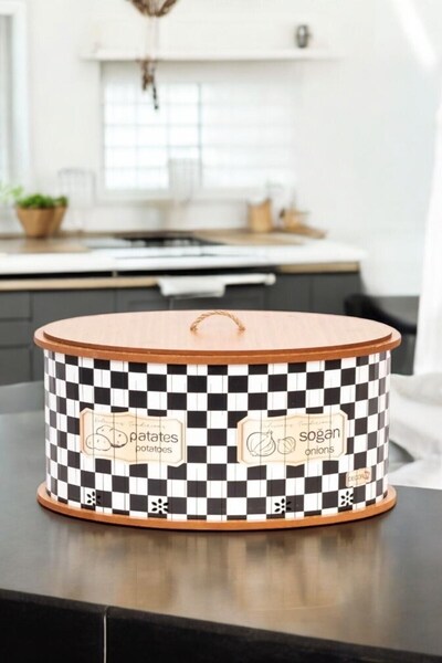 FeyzaDesign Ahşap Bölmeli Sebze Sepeti, Büyük Boy, Patates ve Soğanlık, Şık T...