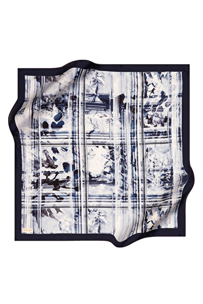 Pierre Cardin Navy Blue 90X90 Silk Crepe Satin Scarf