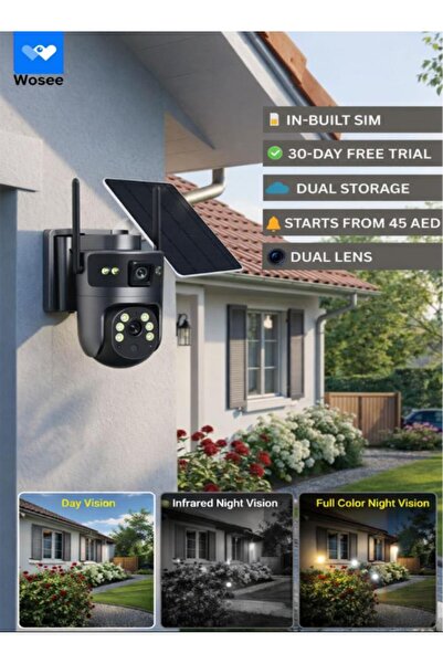 WOSEE 8MP 4G LTE Solar PTZ Camera, Dual Lens, 360°, AI, Color Night Vision, S...