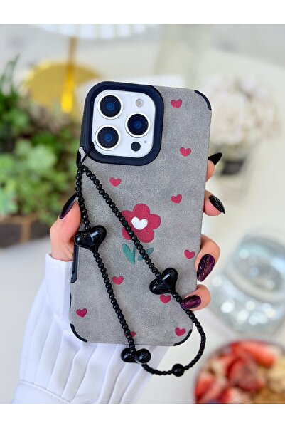 Go Aksesuar Iphone 14 Promax Uyumlu Kaplama Charm Bordo Çiçek Tasarımlı Silik...