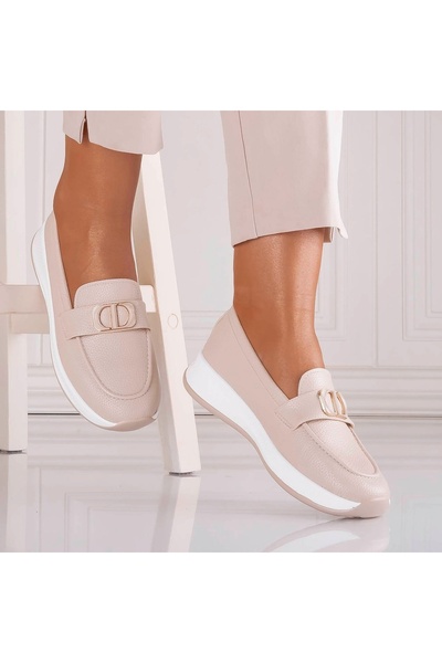 CAROLIE Women's Casual Beige Shoes Made of Ecological Leather Ulmira, 36