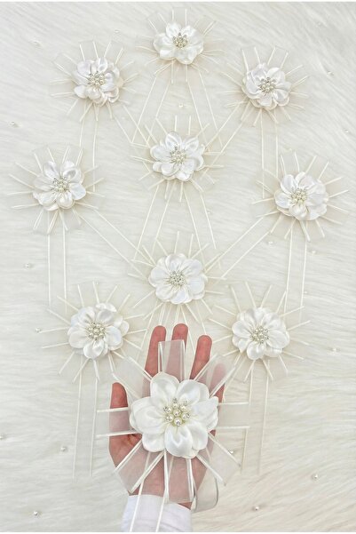 ZEYMERADE Off-White Bundle Ornament with Brooch, Bride Groom Dowry Wedding En...