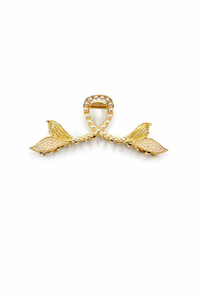 MD Moda Accessories Pearl Detailed Gold Color Bowknot Wing Design Latch Clip ...