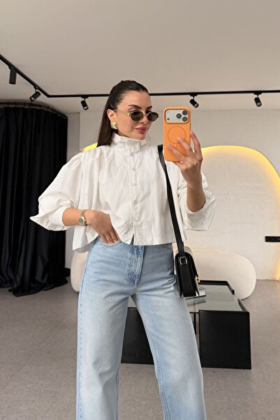 ALVOR Hakim Lapel Balloon Sleeve Crop Shirt