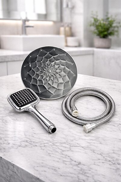BUMAK Premium Yağmurlama Özellikli Lüks Yuvarlak Tepe Banyo Duş Başlığı ve Du...