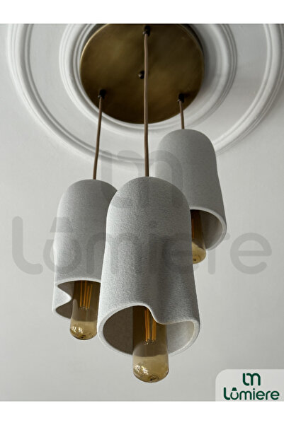 lumiere Design Luma Avize 3’lü Beton Görünümlü Iskandinav & Bohem Sarkıt Aviz...