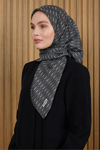 Aker Black 90X90 Silk Crepe Satin Scarf