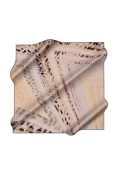 Aker Beige 90X90 Silk Crepe Satin Scarf