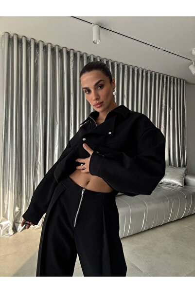 D'RECCY Premium Design Zipper Detailed Trousers-Bomber Jacket 2-Piece Set