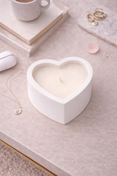 Carino E Bella Pudra Kokulu Beton Mum Hediyelik Dekoratif Kokulu Mum Özel Gün...