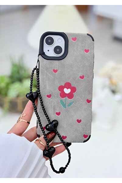 Go Aksesuar Iphone 14 Plus Ve 15 Plus Uyumlu Charm Bordo Çiçek Tasarımlı Sili...