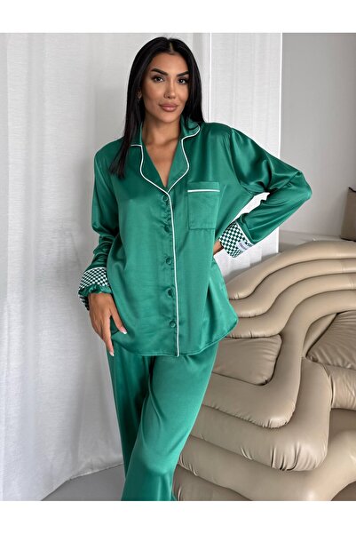 delis Women's two-piece pajama set, with buttons – 2500259, Green