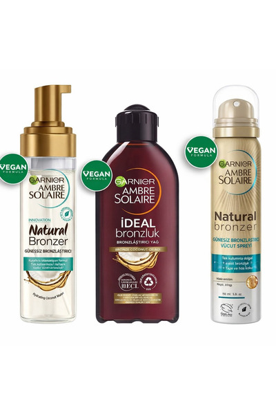 Garnier Güneşsiz Bronzlaştırıcı + İdeal Bronzluk Bronzlaştırıcı Yağ + Güneşsi...