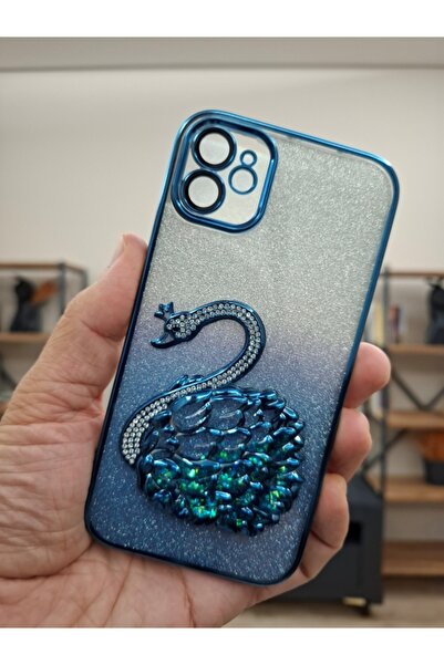 EPRO iPhone 11 Kuğulu Sulu Simli Parlak Taşlı Kamera Lens Korumalı Hoparlör T...