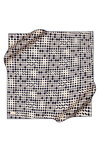 Pierre Cardin Navy Blue 90X90 Silk Crepe Satin Scarf