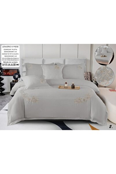 Casa Pucioasa Duvet Cover Set Set - 6 Pieces Smooth Cotton with Embroidery an...