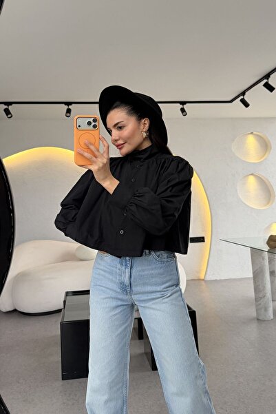 ALVOR Hakim Lapel Balloon Sleeve Crop Shirt