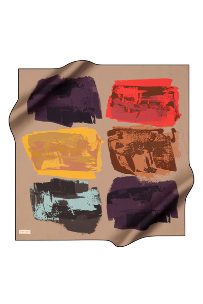 Pierre Cardin Brown 90X90 Silk Crepe Satin Scarf