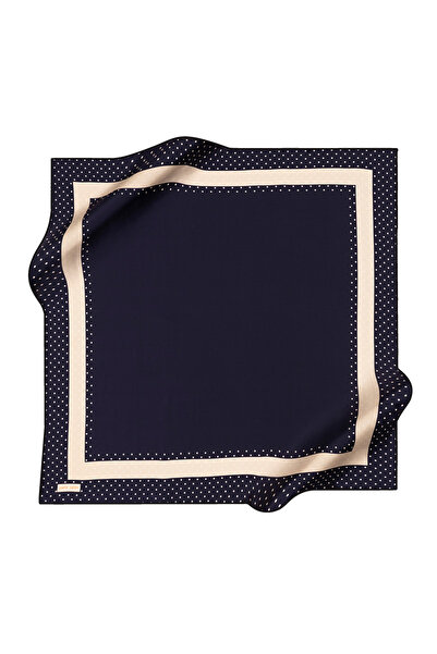 Pierre Cardin Navy Blue 90X90 Silk Crepe Satin Scarf