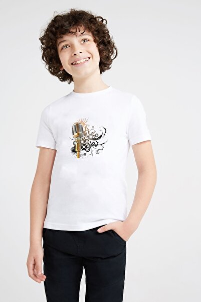 QIVI Dečiji mikrofon u boji belog zlata Shure Music Štampano T-shirt