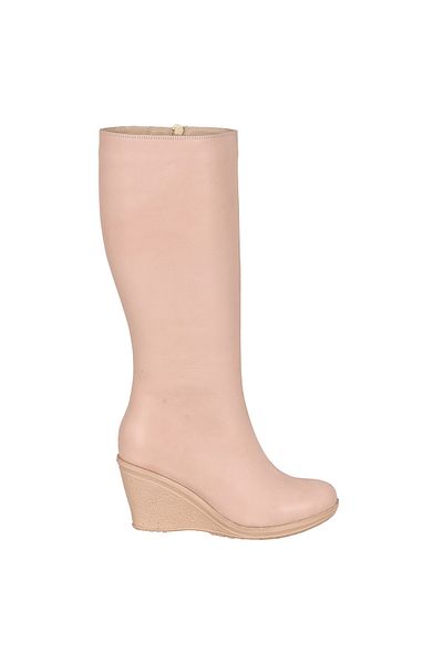 Moosefield Genuine Leather Wedge Heel Pink Women's Boots